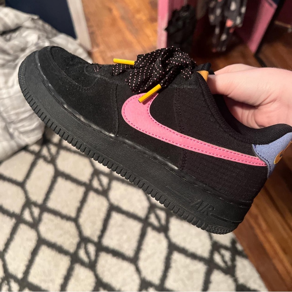Nike Black Sneakers with Pink and Yellow Accents